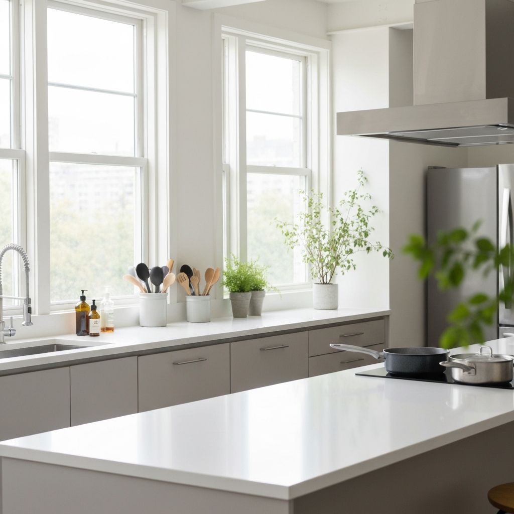 Modern kitchen representing home eating environment