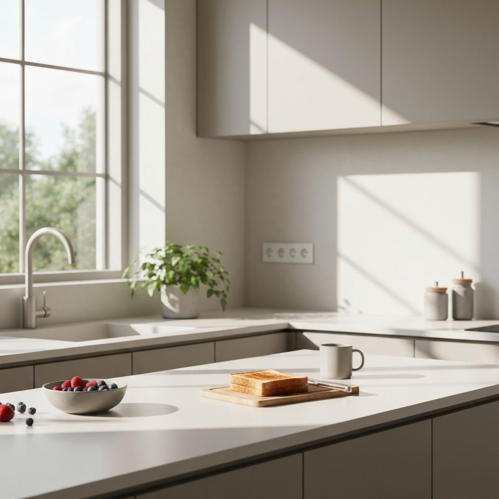 Morning kitchen scene with breakfast preparation